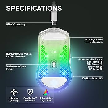 ゲーミングマウス 無線 Aerox 3 Wireless Ghost. SteelSeries Aerox 3 Wireless Gaming Gaming Mouse - Ghost